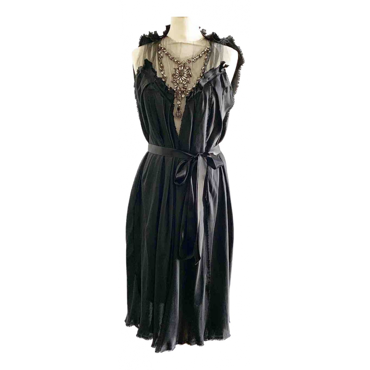 Silk mini dress Lanvin Black size 40 FR 
